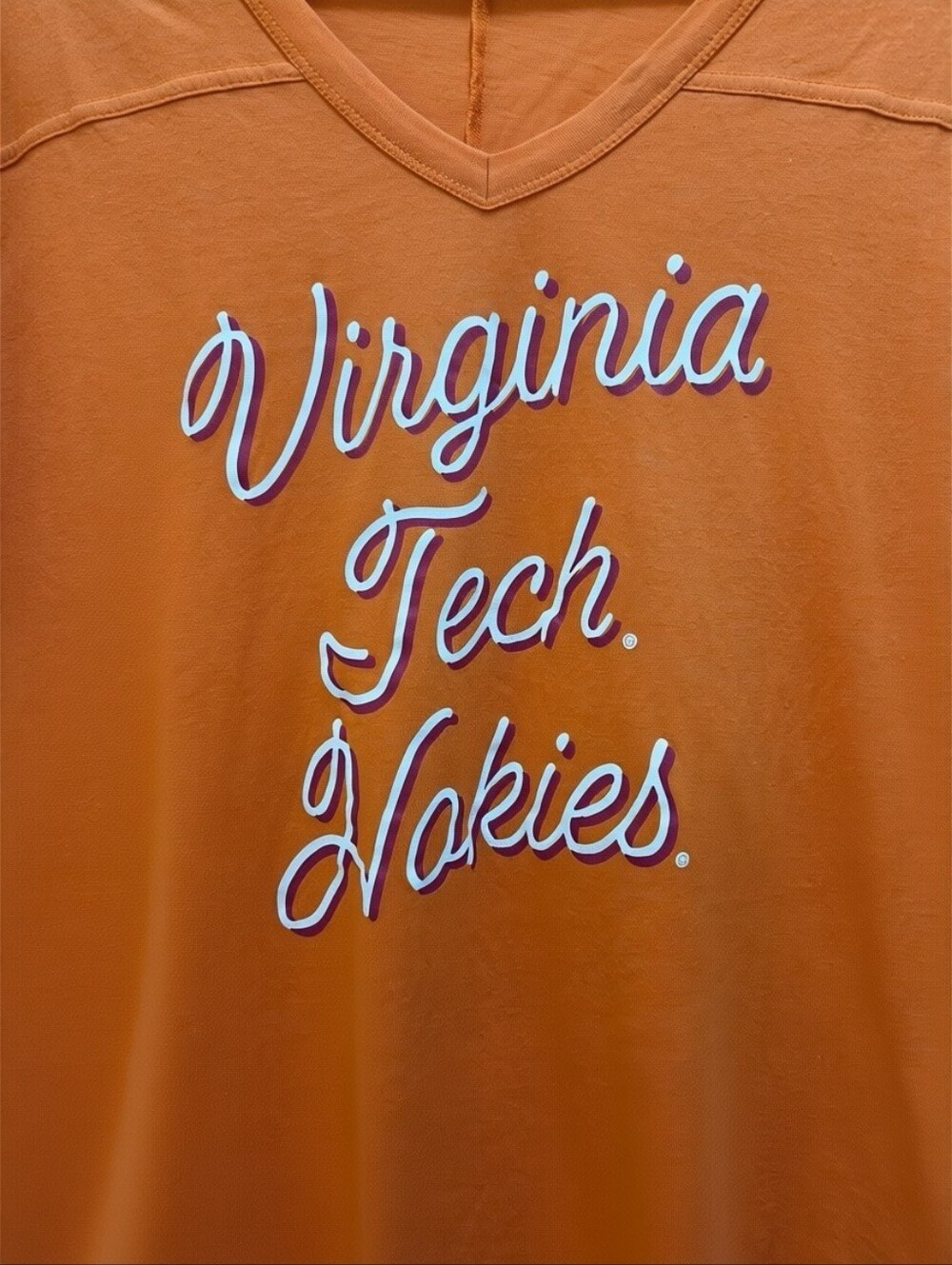 Virginia Tech Women's' Size M Short Sleeve T-Shirts Lot of 2- Orange & Maroon - Picture 2 of 7